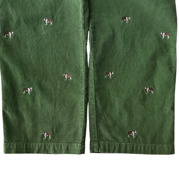 J. Crew Vintage Green Corduroy Pants Embroidered Saint Bernard Dogs Size 34 x 32 - Picture 8 of 12